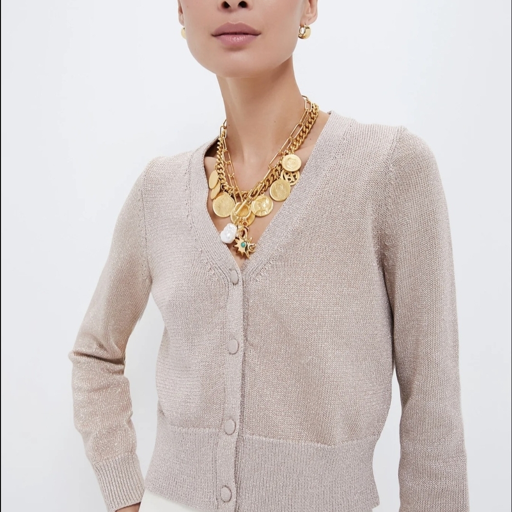 Tuckernuck Beige V-Neck Cardigan Sweater